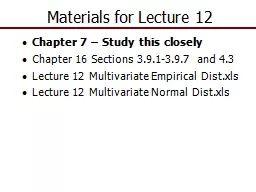 Materials for Lecture 12