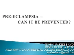 PRE-ECLAMPSIA  –               CAN