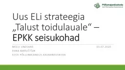 Uus ELi strateegia „Talust toidulauale“ –