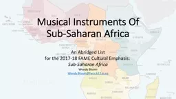 Musical Instruments Of Sub-Saharan Africa