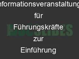 Informationsveranstaltung für Führungskräfte zur Einführung der Doppik