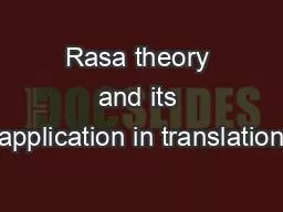 Rasa theory and its application in translation