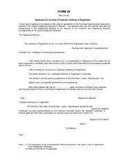 FORM  See rule  Application for the issue of Duplicate