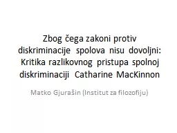 Zbog čega zakoni protiv diskriminacije spolova nisu dovoljni: Kritika razlikovnog pristupa