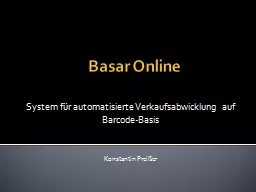 Basar Online System für automatisierte Verkaufsabwicklung auf Barcode-Basis