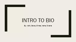 Intro to Bio By : Adit, Dewe, Dinda, Irene, Owena