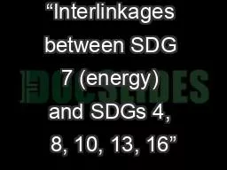 Side event on “Interlinkages between SDG 7 (energy) and SDGs 4, 8, 10, 13, 16”