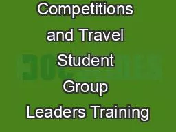 Competitions and Travel Student Group Leaders Training