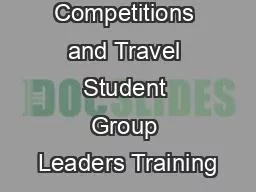 Competitions and Travel Student Group Leaders Training