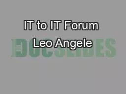 IT to IT Forum Leo Angele