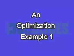 An Optimization Example 1
