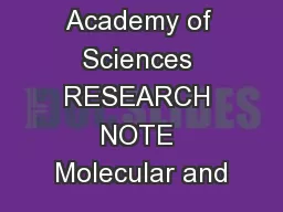 Indian Academy of Sciences RESEARCH NOTE Molecular and
