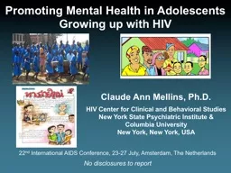 Promoting Mental Health in Adolescents Growing up with HIV