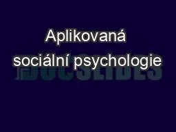 Aplikovaná sociální psychologie