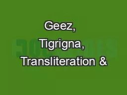 Geez,  Tigrigna, Transliteration &