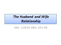 PPT-The Husband and Wife Relationship