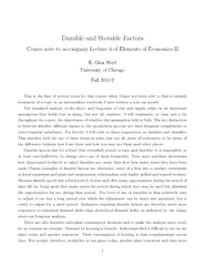 Durable and Storable Factors Course note to accompany