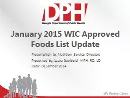 January 2015 WIC Approved Foods List Update