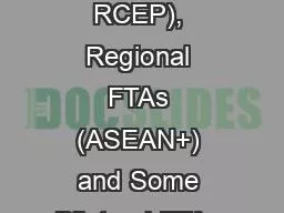 Topic 2-2 Mega FTAs (TPP & RCEP), Regional FTAs (ASEAN+) and Some Bilateral FTAs in