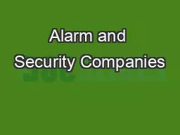 Alarm and Security Companies