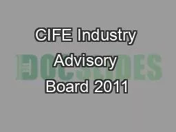 CIFE Industry Advisory Board 2011