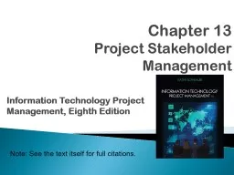 Chapter  13 Project Stakeholder Management