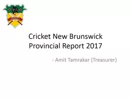 Cricket New Brunswick Provincial Report 2017