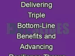 From Peril to Possibilities: Delivering Triple Bottom-Line Benefits and Advancing Resilience Throug