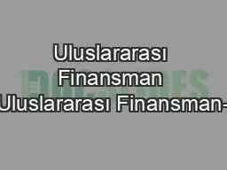 Uluslararası Finansman Uluslararası Finansman-