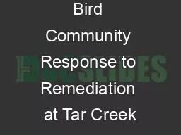 Bird Community Response to Remediation at Tar Creek