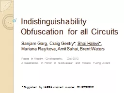 Indistinguishability  Obfuscation for all Circuits