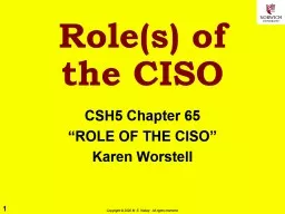 Role(s)  of the CISO CSH5 Chapter 65
