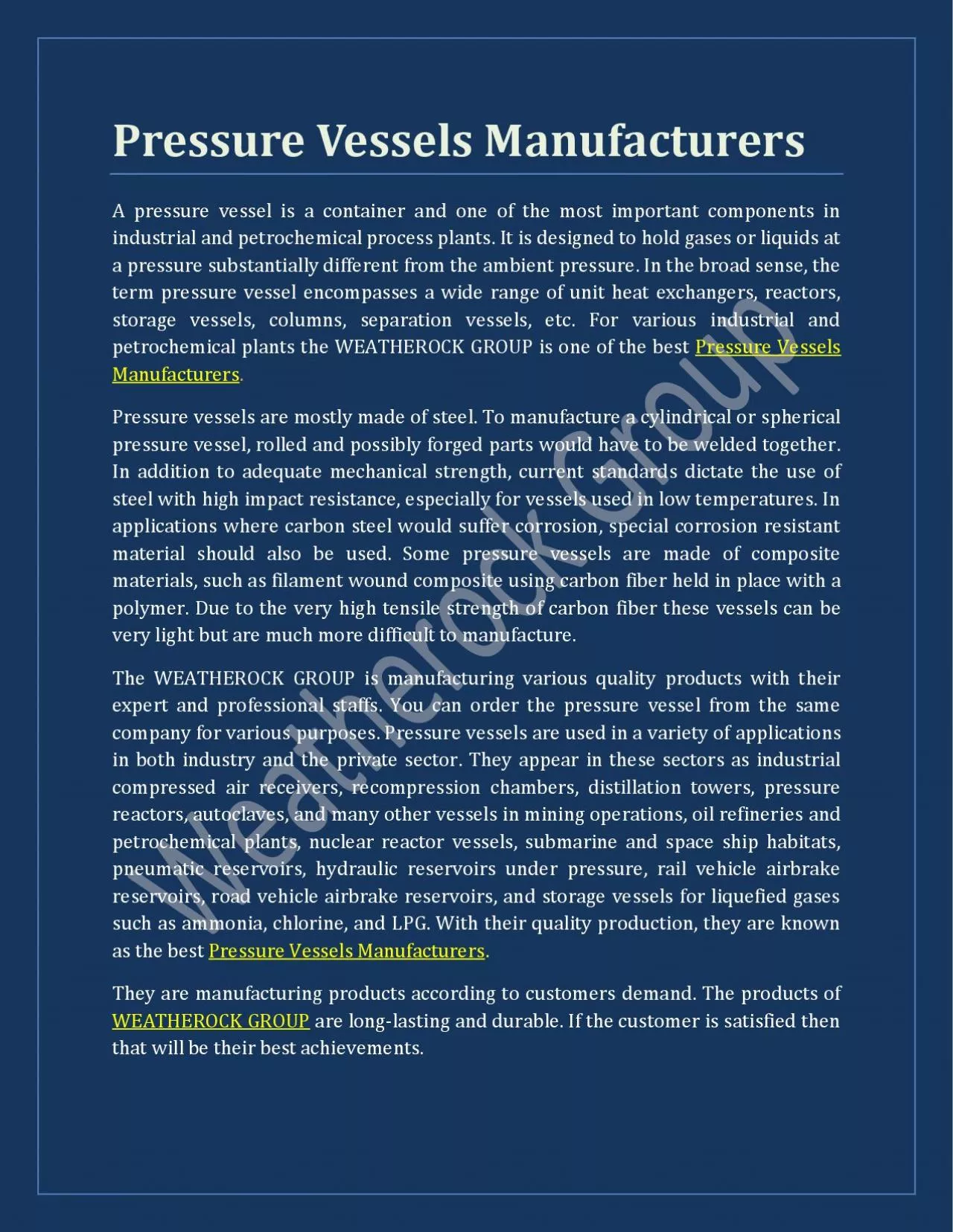 PDF-Pressure Vessels Manufacturers