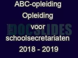 ABC-opleiding Opleiding voor schoolsecretariaten 2018 - 2019