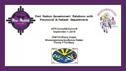 First Nation Government Relations with Provincial & Federal Departments
