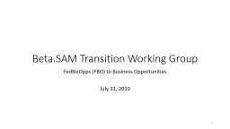 Beta.SAM Transition Working Group