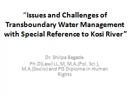 “ Issues and Challenges of Transboundary Water Management with Special Reference to