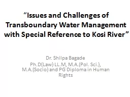 Issues and Challenges of Transboundary Water Management with Special Reference to Kosi River