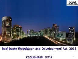 Real Estate (Regulation and Development) Act,