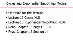 Cycles and  Exponential Smoothing Models