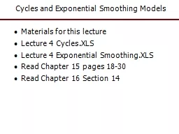 Cycles and  Exponential Smoothing Models
