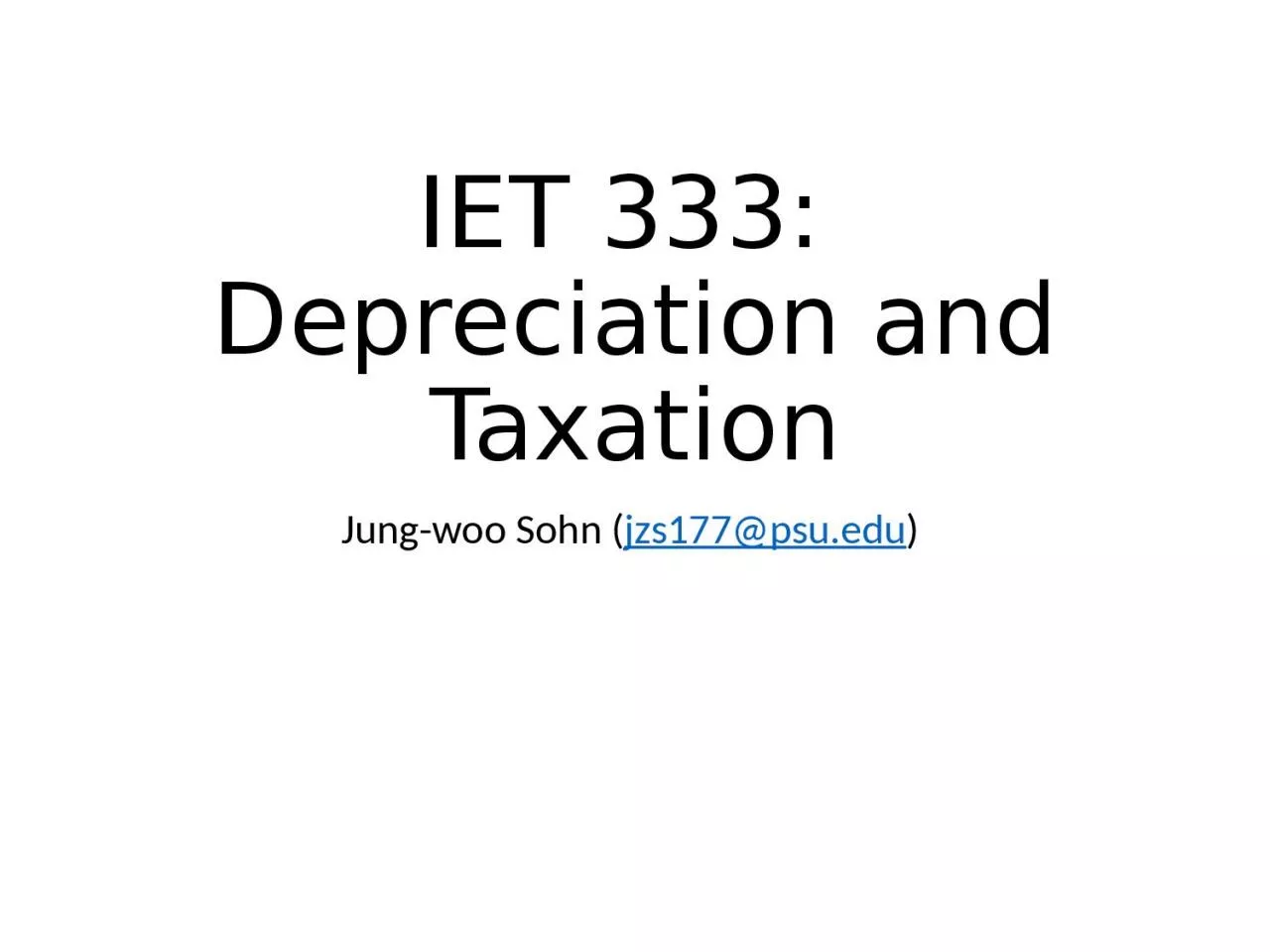 PPT-IET 333: Depreciation and Taxation