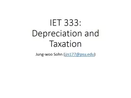 IET 333:  Depreciation and Taxation