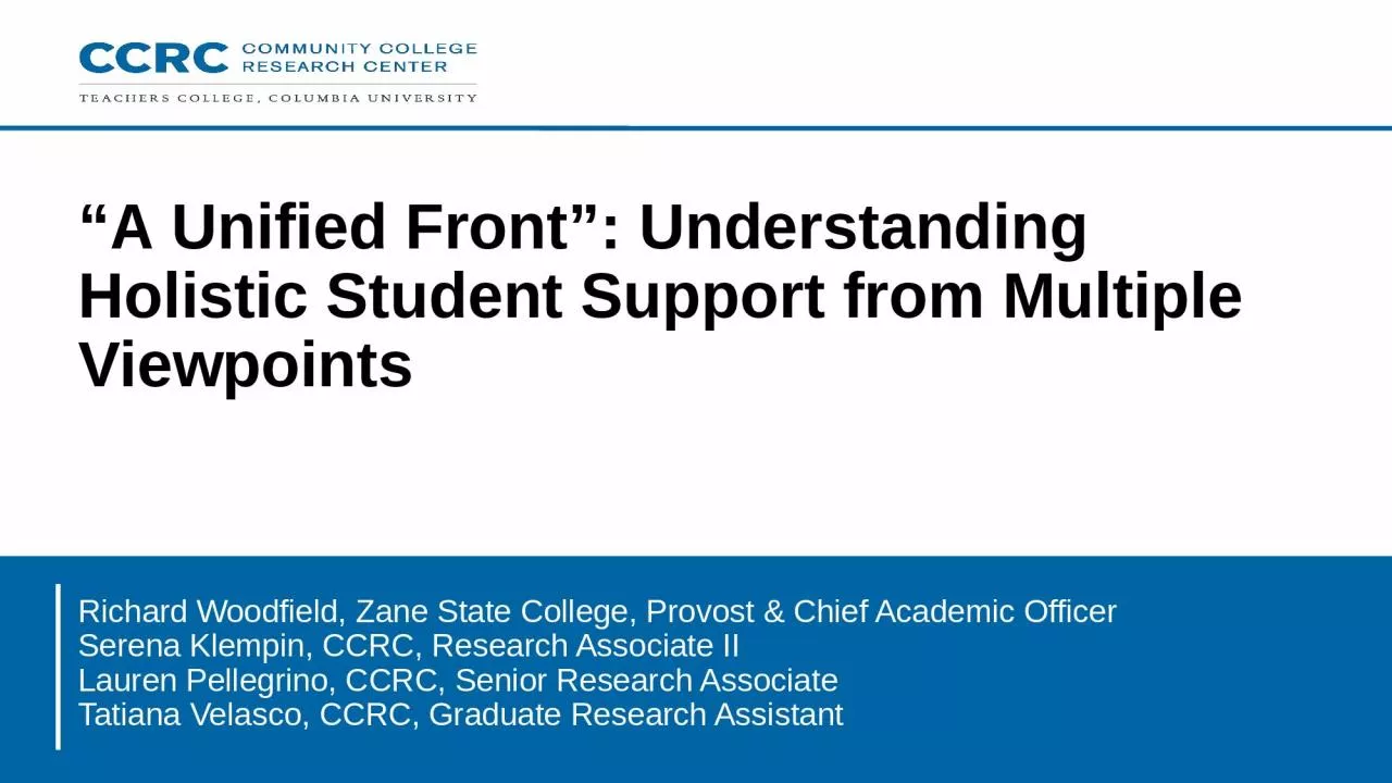 PPT-A Unified Front : Understanding Holistic Student Support from Multiple Viewpoints