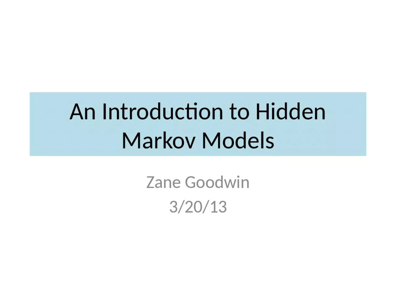 PPT-An Introduction to Hidden Markov Models