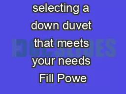 selecting a down duvet that meets your needs Fill Powe
