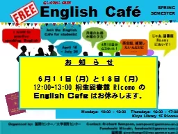 English Café Mondays: 12:00