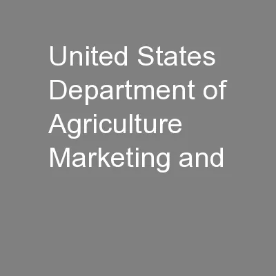 United States Department of Agriculture Marketing and