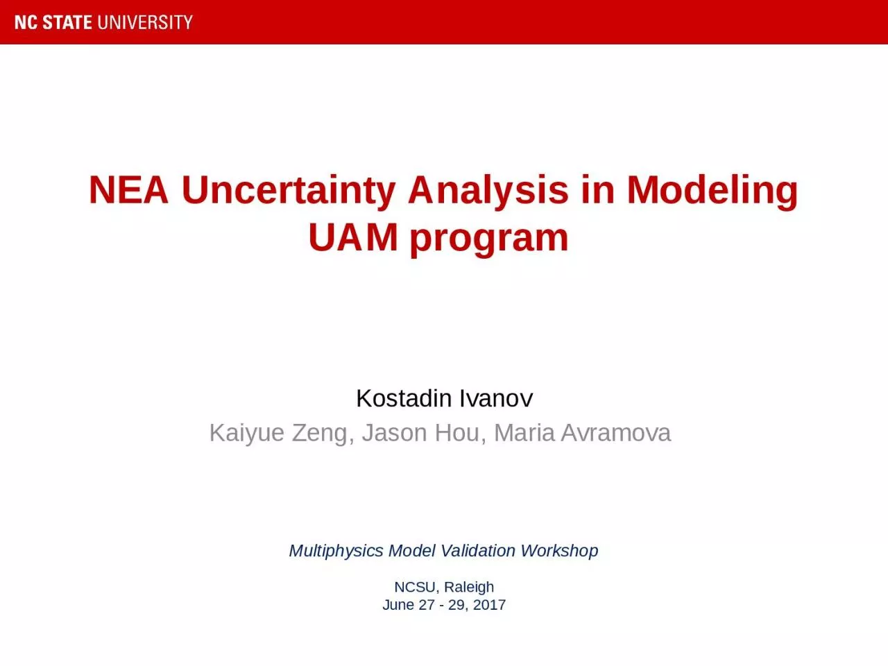 PPT-NEA Uncertainty Analysis in Modeling UAM program