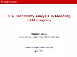 NEA Uncertainty Analysis in Modeling UAM
